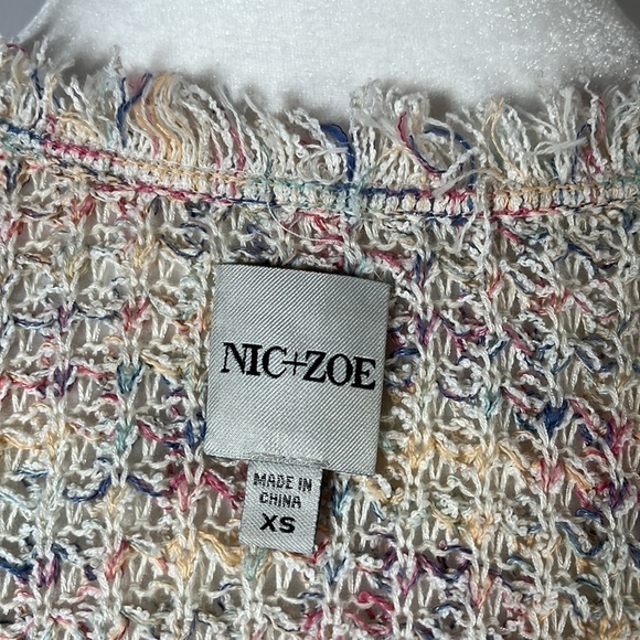 Nic+Zoe Pastel Fringe Linen Blend Cardigan Cover-up Womens Size XS - Picture 9 of 11